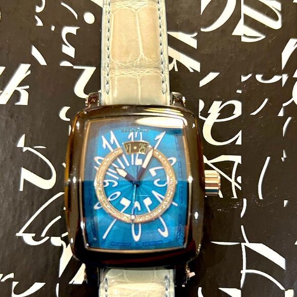 Men’s de la Cour via larga 40 mm limited edition stainless steel Swiss watch - Picture 1 of 11